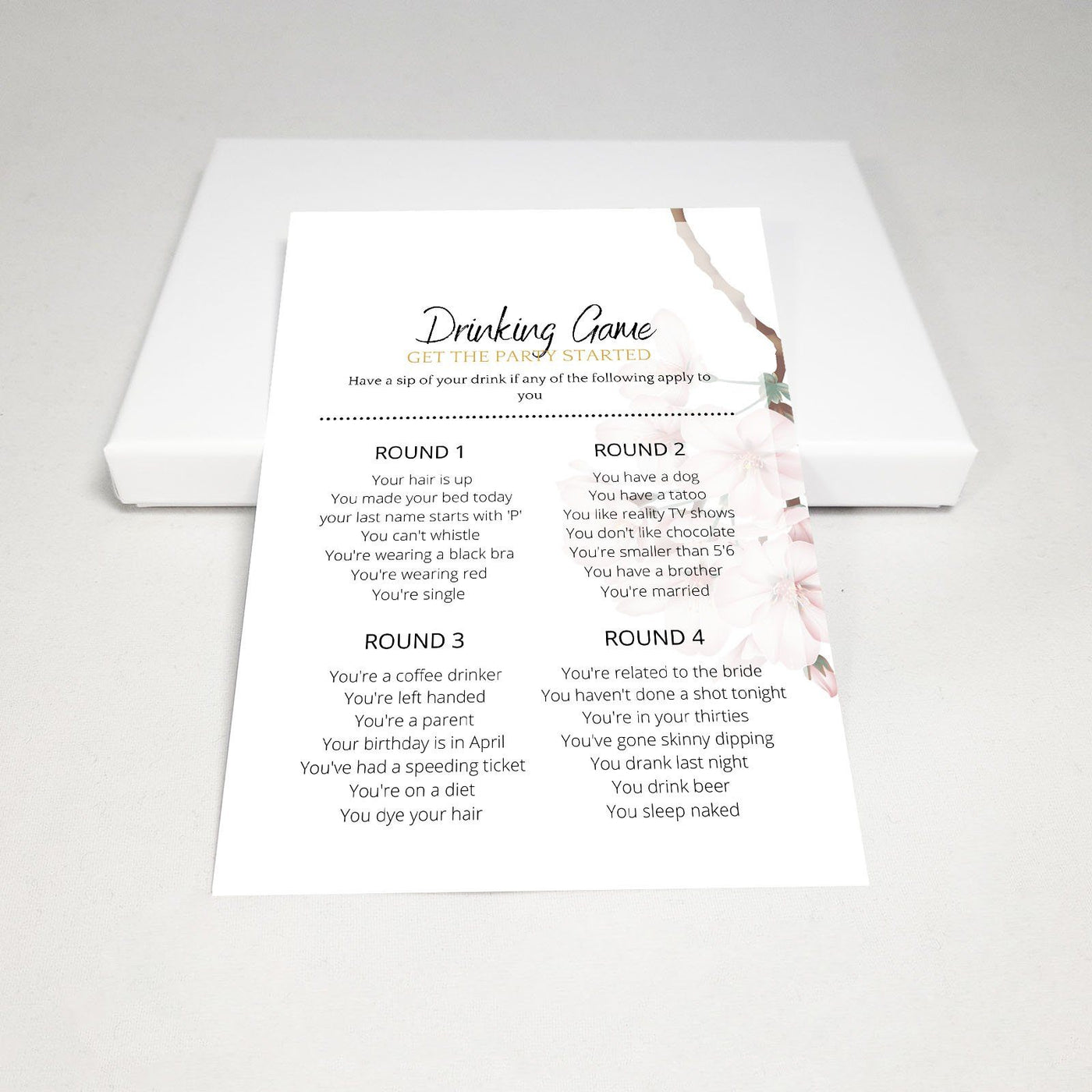 Single Rose - Drinking Game | Bridal Shower Game Party Games Your Party Games 