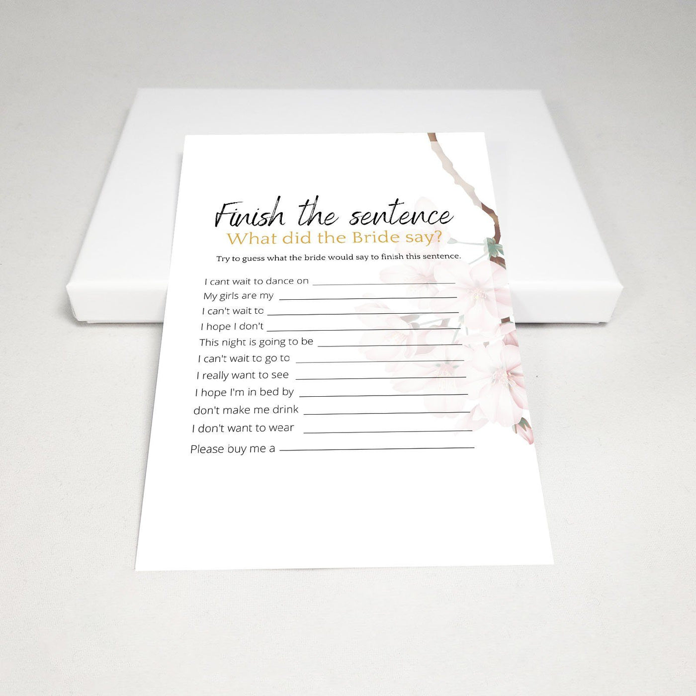 Single Rose - Finish The Sentence | Bridal Shower Game Party Games Your Party Games 