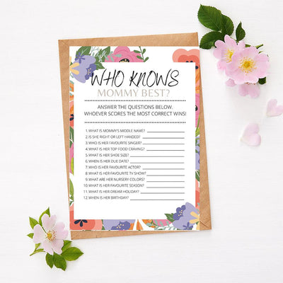 Spring Flowers - Who Knows Mommy | Baby Shower Game