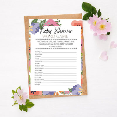 Spring Flowers - Word Game | Baby Shower Game
