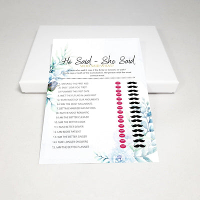 Watercolor Meadow - He Said She Said | Bridal Shower Game Party Games Your Party Games 