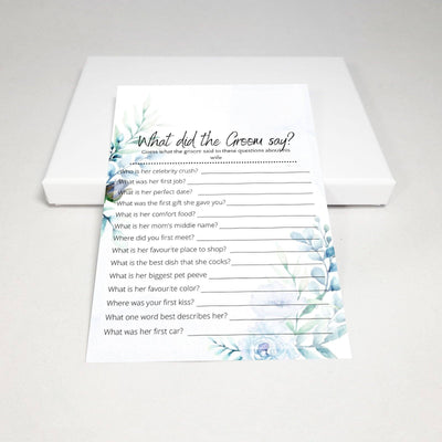 Watercolor Meadow - What Did The Groom Say? | Bridal Shower Game Party Games Your Party Games 