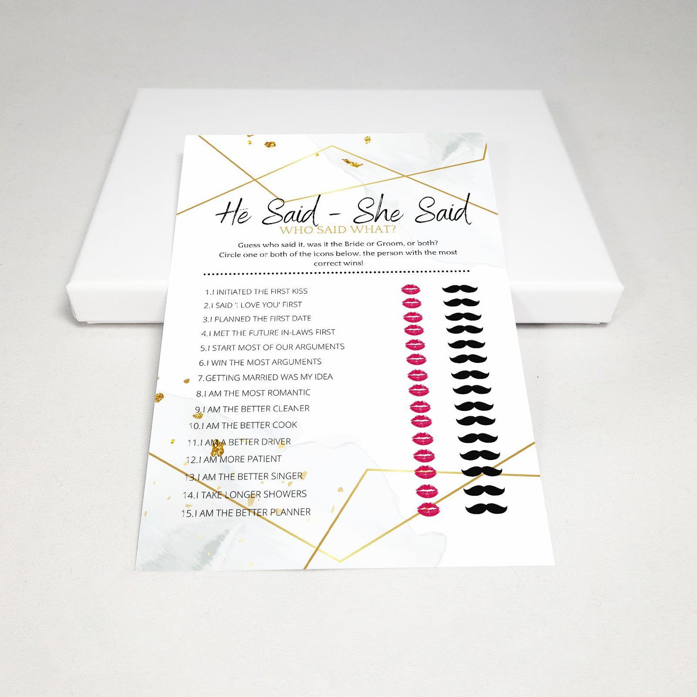 Watercolor Silver - He Said She Said | Bridal Shower Game Party Games Your Party Games 
